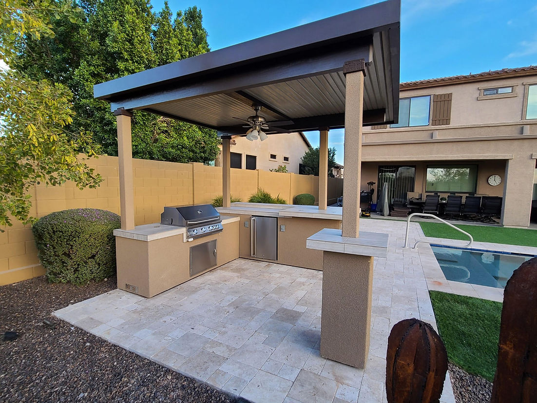 Aruba BBQ Island With 12' x 12' Pergola Built-In BBQ Grill