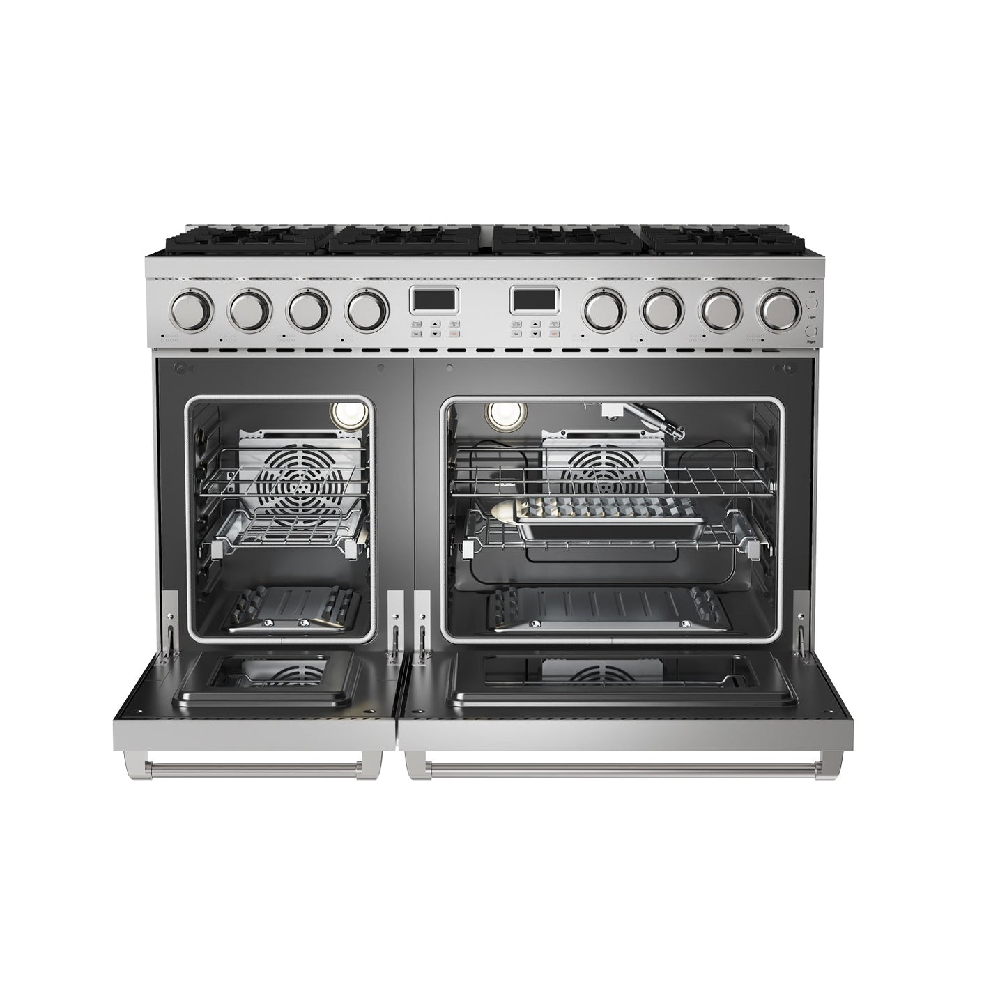THOR Kitchen Contemporary 48" 7.6 cu. ft. Natural Gas Range with Convection Oven and 8 Sealed Burners in Stainless Steel, ARG48