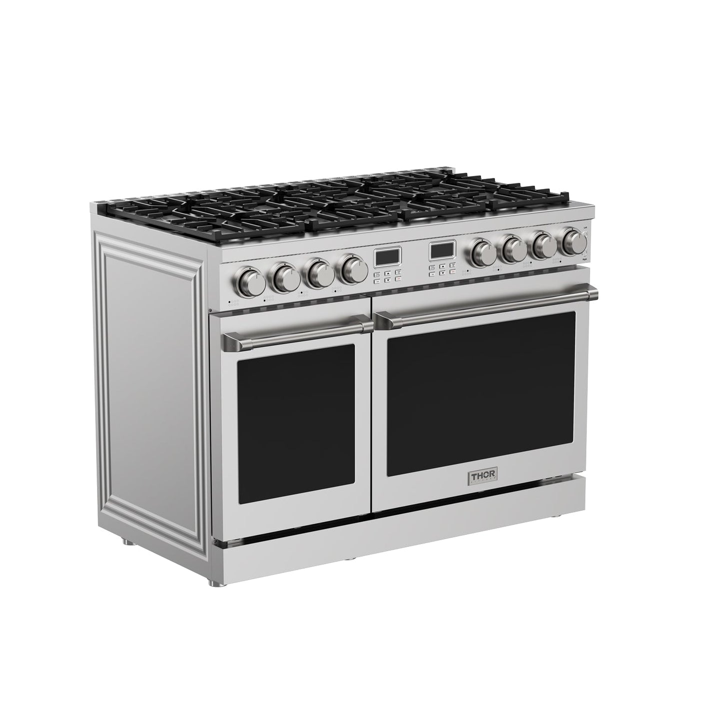 THOR Kitchen Contemporary 48" 7.6 cu. ft. Natural Gas Range with Convection Oven and 8 Sealed Burners in Stainless Steel, ARG48