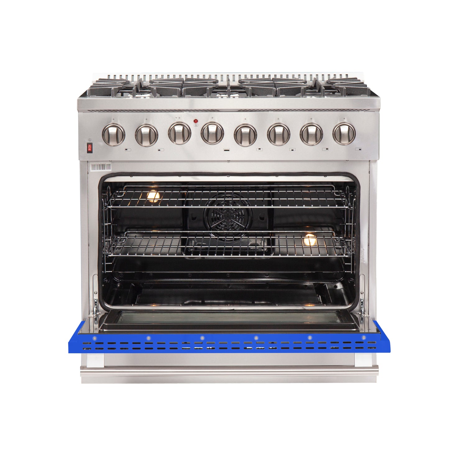 Forno Galiano 36-Inch Freestanding Dual Fuel Range, 6 Burners, Double Convection Ovens