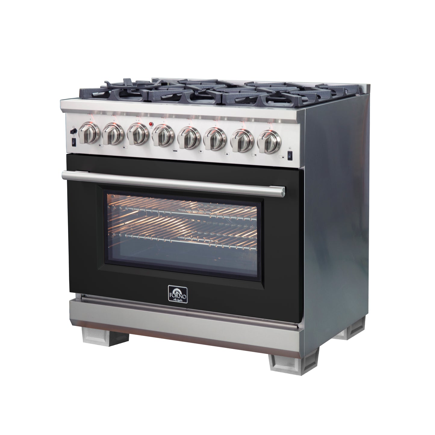 Forno Capriasca 36-Inch Freestanding Dual Fuel Range, 6 Burners, True Convection Oven