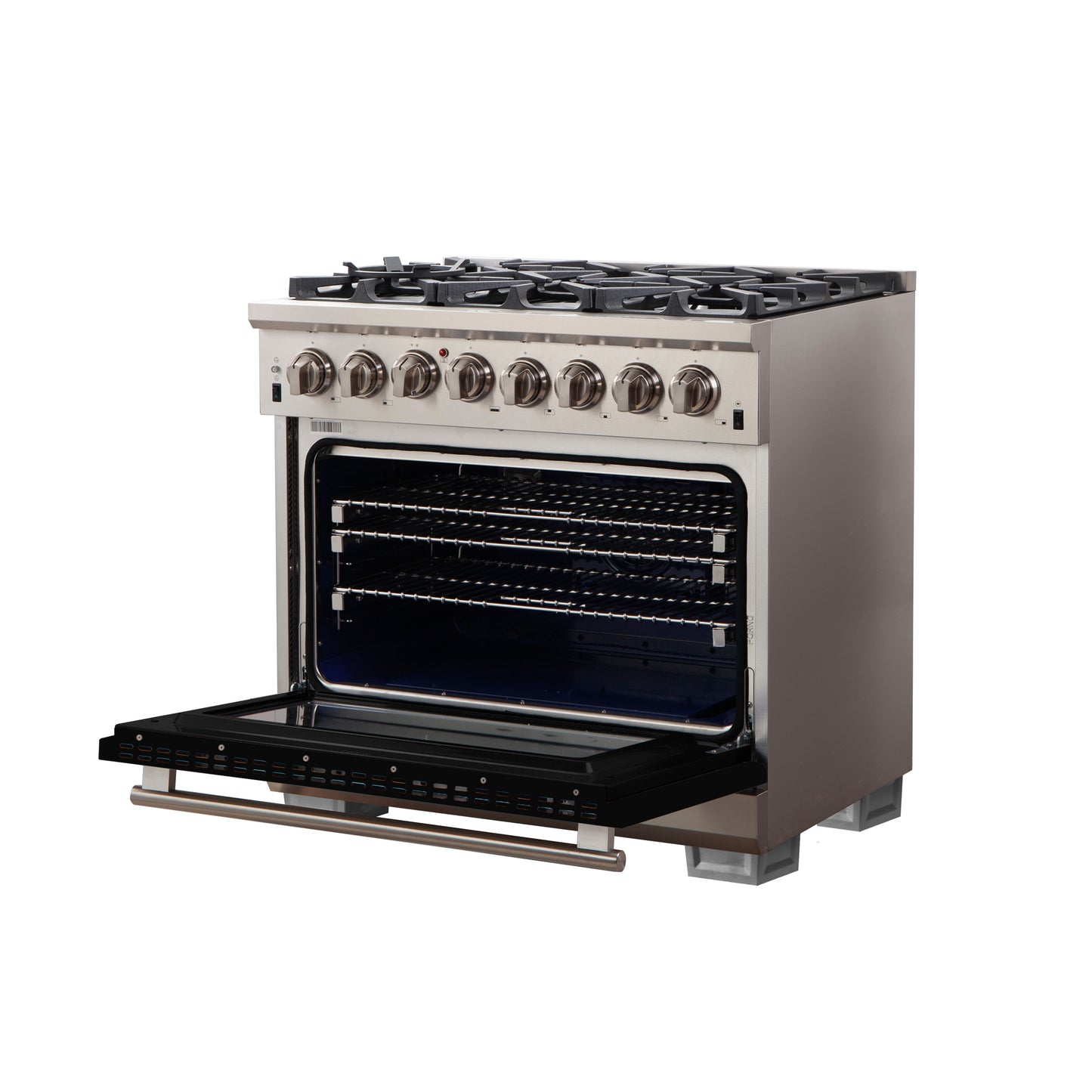 Forno Capriasca 36-Inch Freestanding Dual Fuel Range, 6 Burners, True Convection Oven