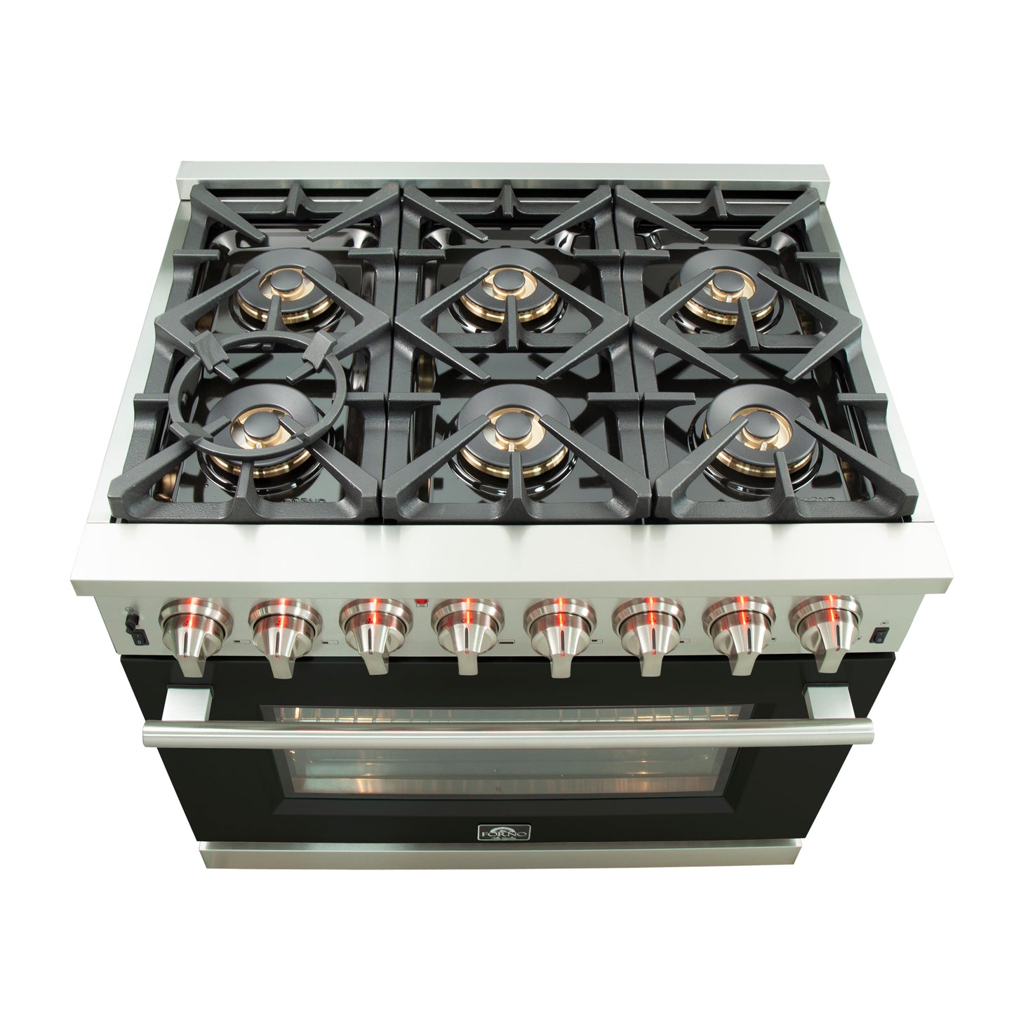 Forno Capriasca 36-Inch Freestanding Dual Fuel Range, 6 Burners, True Convection Oven