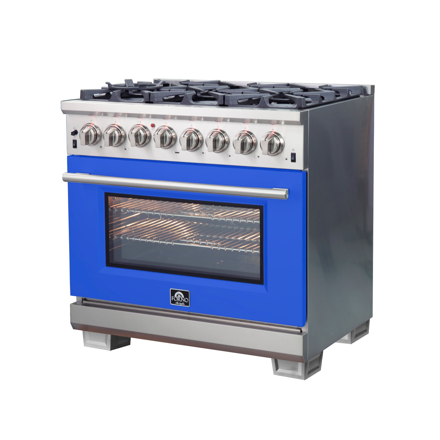 Forno Capriasca 36-Inch Freestanding Dual Fuel Range, 6 Burners, True Convection Oven