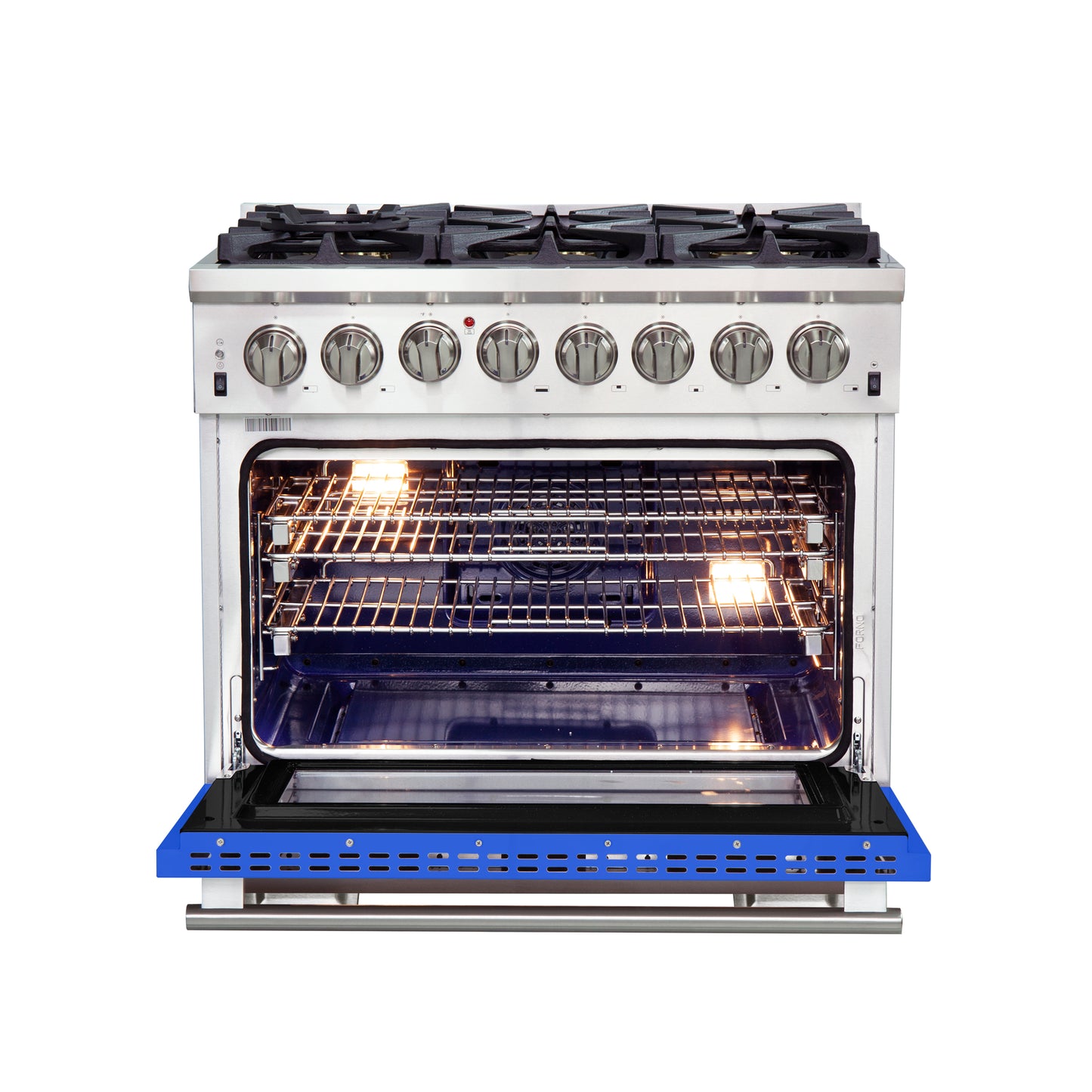 Forno Capriasca 36-Inch Freestanding Dual Fuel Range, 6 Burners, True Convection Oven