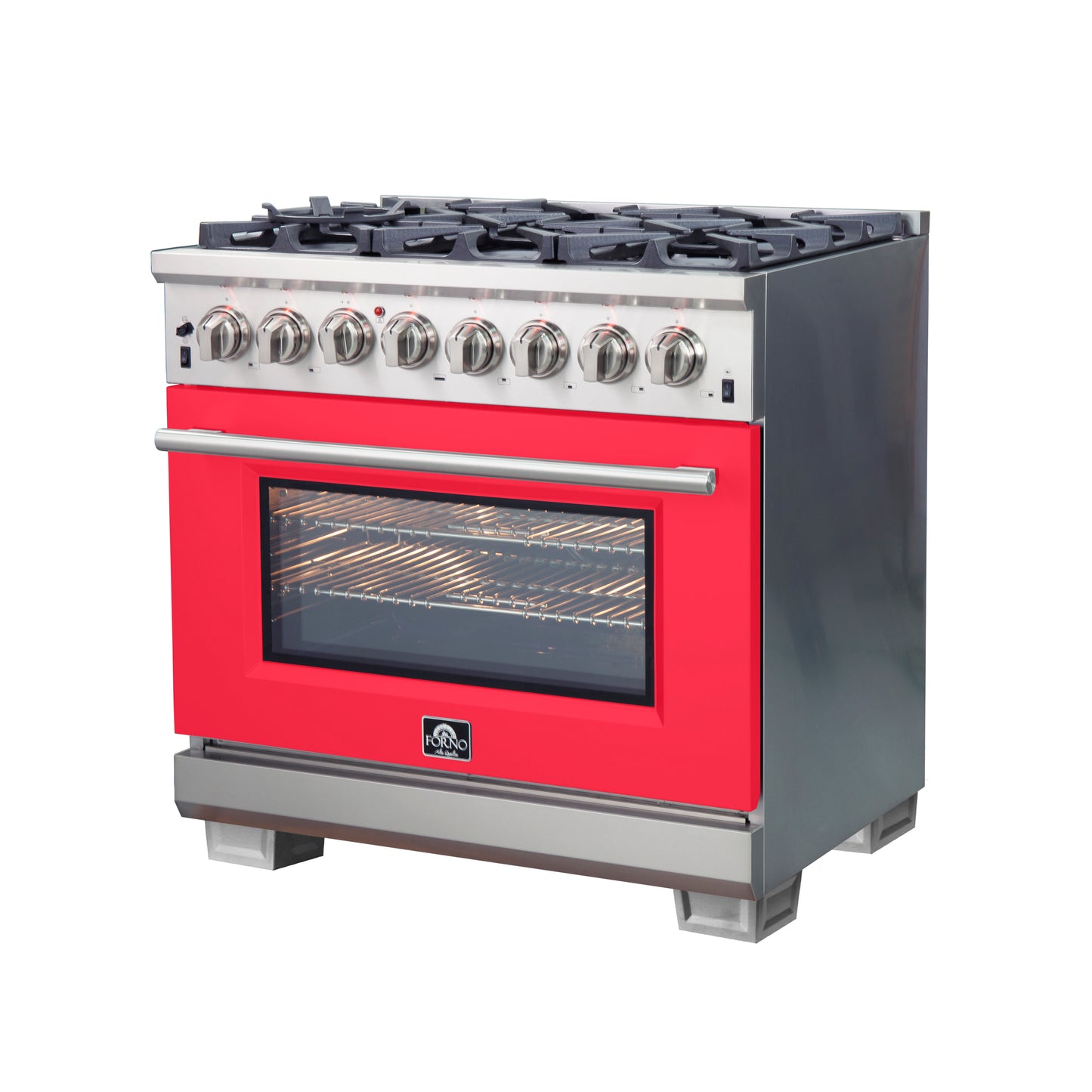 Forno Capriasca 36-Inch Freestanding Dual Fuel Range, 6 Burners, True Convection Oven