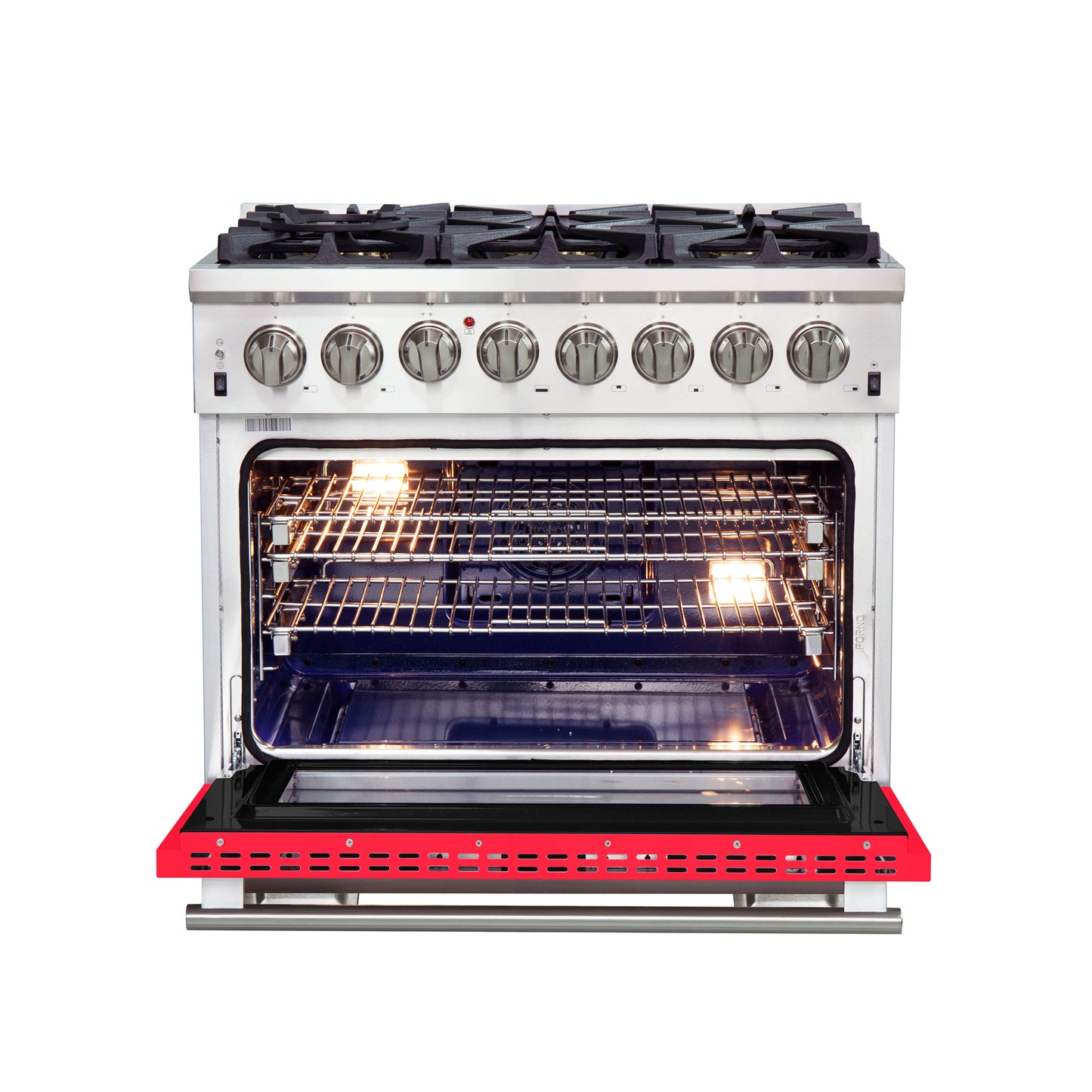 Forno Capriasca 36-Inch Freestanding Dual Fuel Range, 6 Burners, True Convection Oven