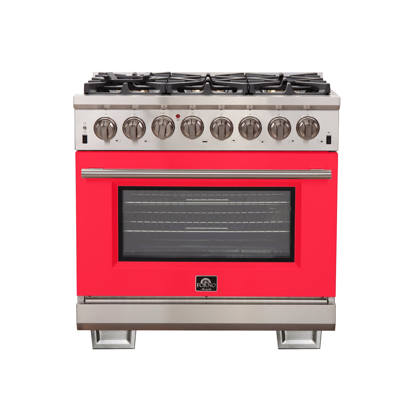 Forno Capriasca 36-Inch Freestanding Dual Fuel Range, 6 Burners, True Convection Oven