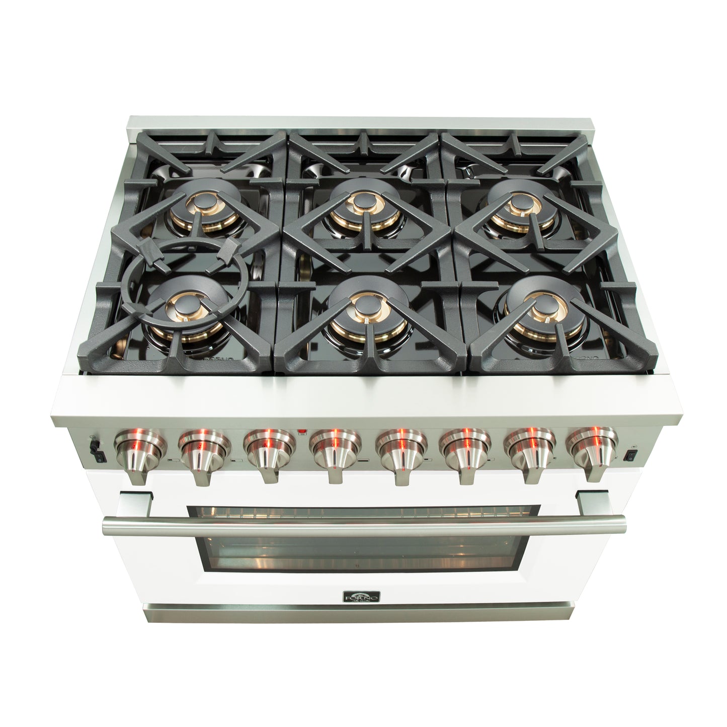 Forno Capriasca 36-Inch Freestanding Dual Fuel Range, 6 Burners, True Convection Oven
