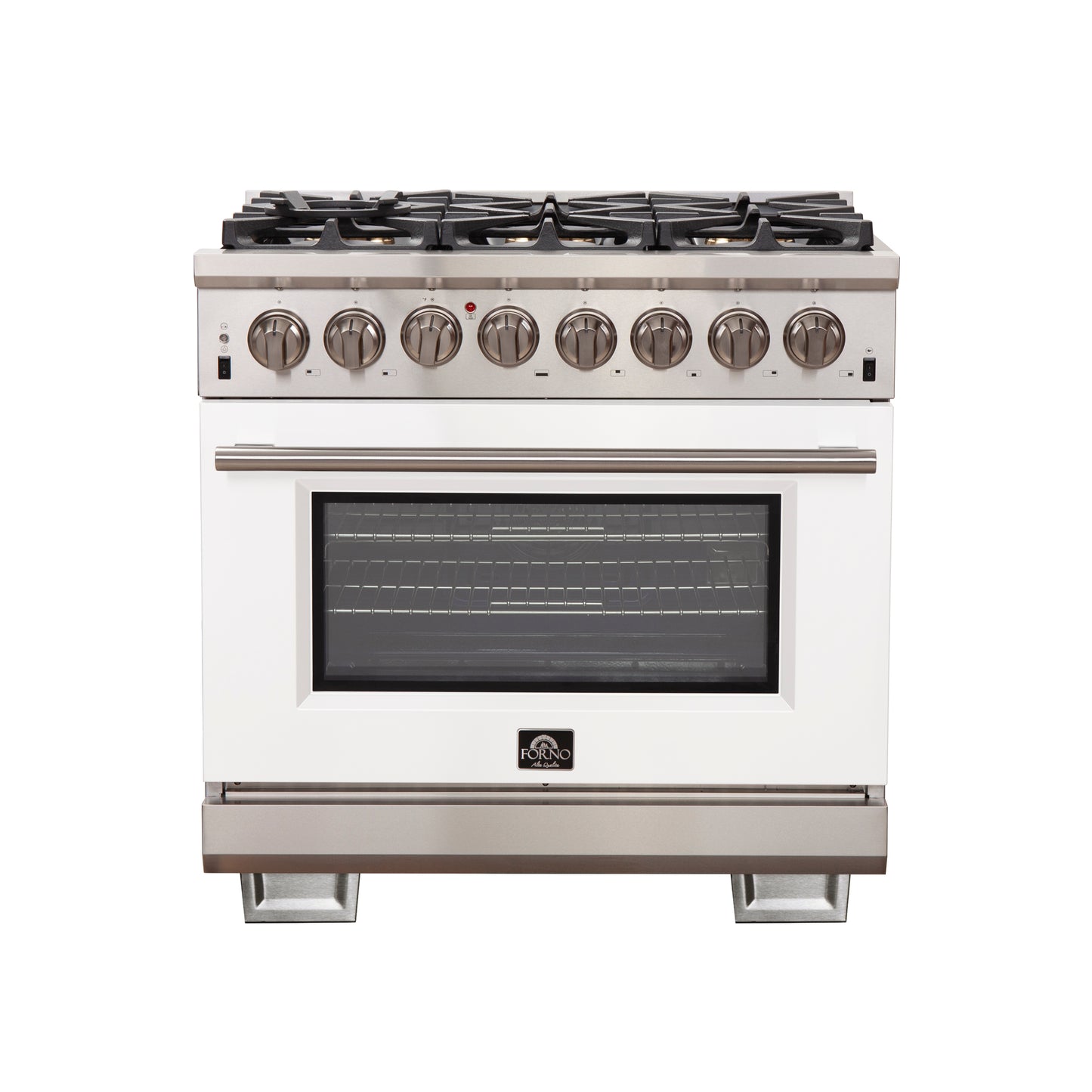 Forno Capriasca 36-Inch Freestanding Dual Fuel Range, 6 Burners, True Convection Oven