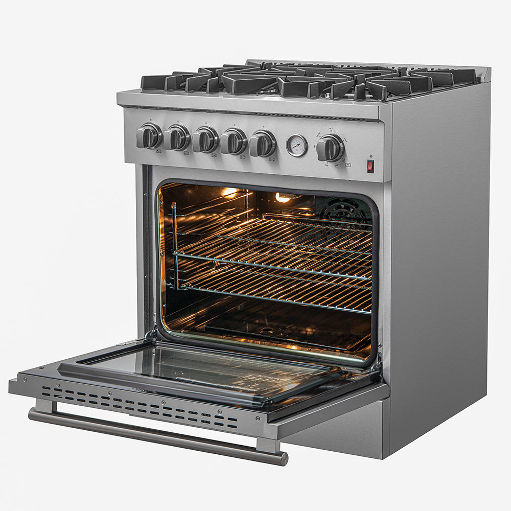 FORNO Giovanni 30-inch Gas Range Stainless Steel, 5 Burners 67,000 BTU, 4.32 cu.ft. Convection Oven