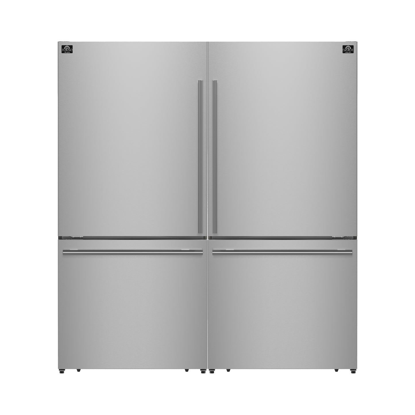 Forno Milano 2-Piece 62-Inch Freestanding Dual Bottom Freezer Refrigerator, Stainless Steel – 34.4 cu.ft, Touch Control, Ice Maker