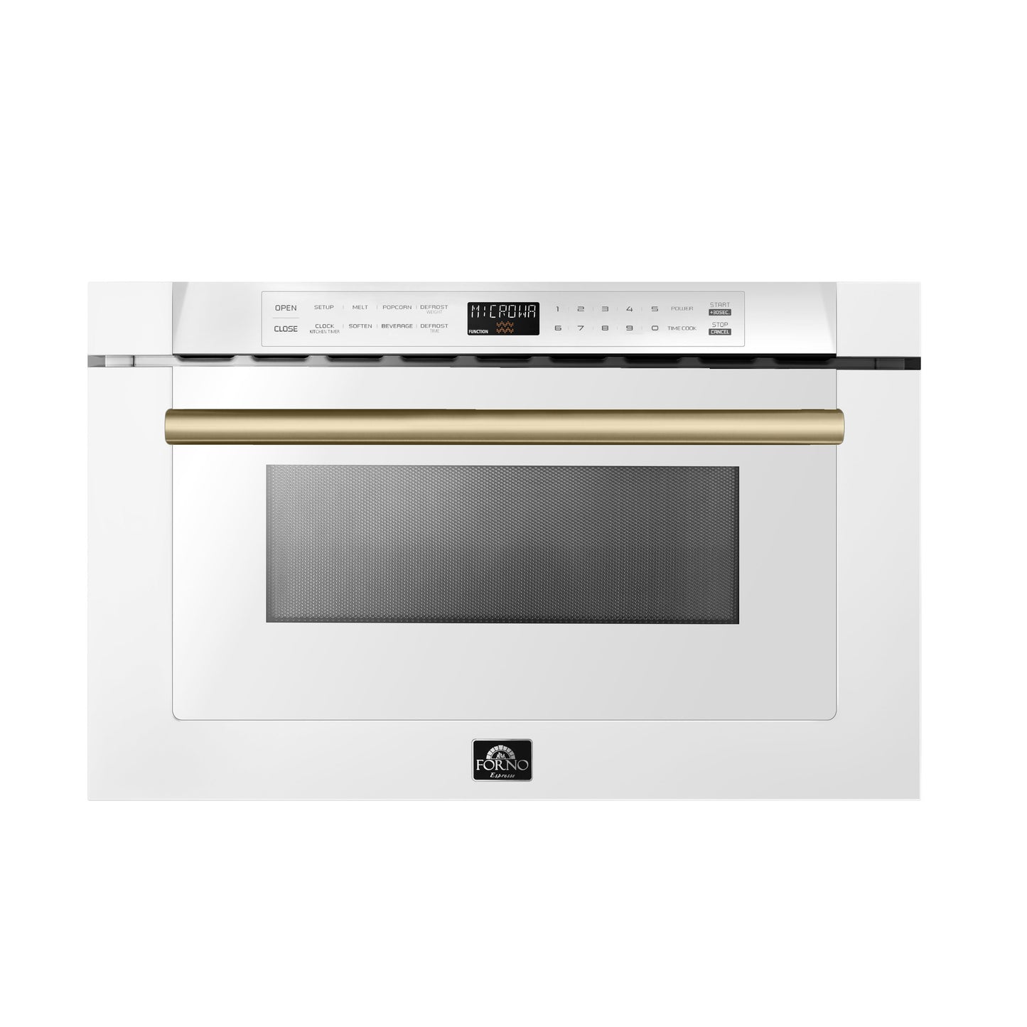 Forno Capoliveri Espresso 24-Inch Microwave Drawer, White, 1.2 cu.ft, 1000 Watts, Built-In, Touch Control LCD Display, Auto-Touch Open/Close, 11 Power Levels, Sensor Cooking