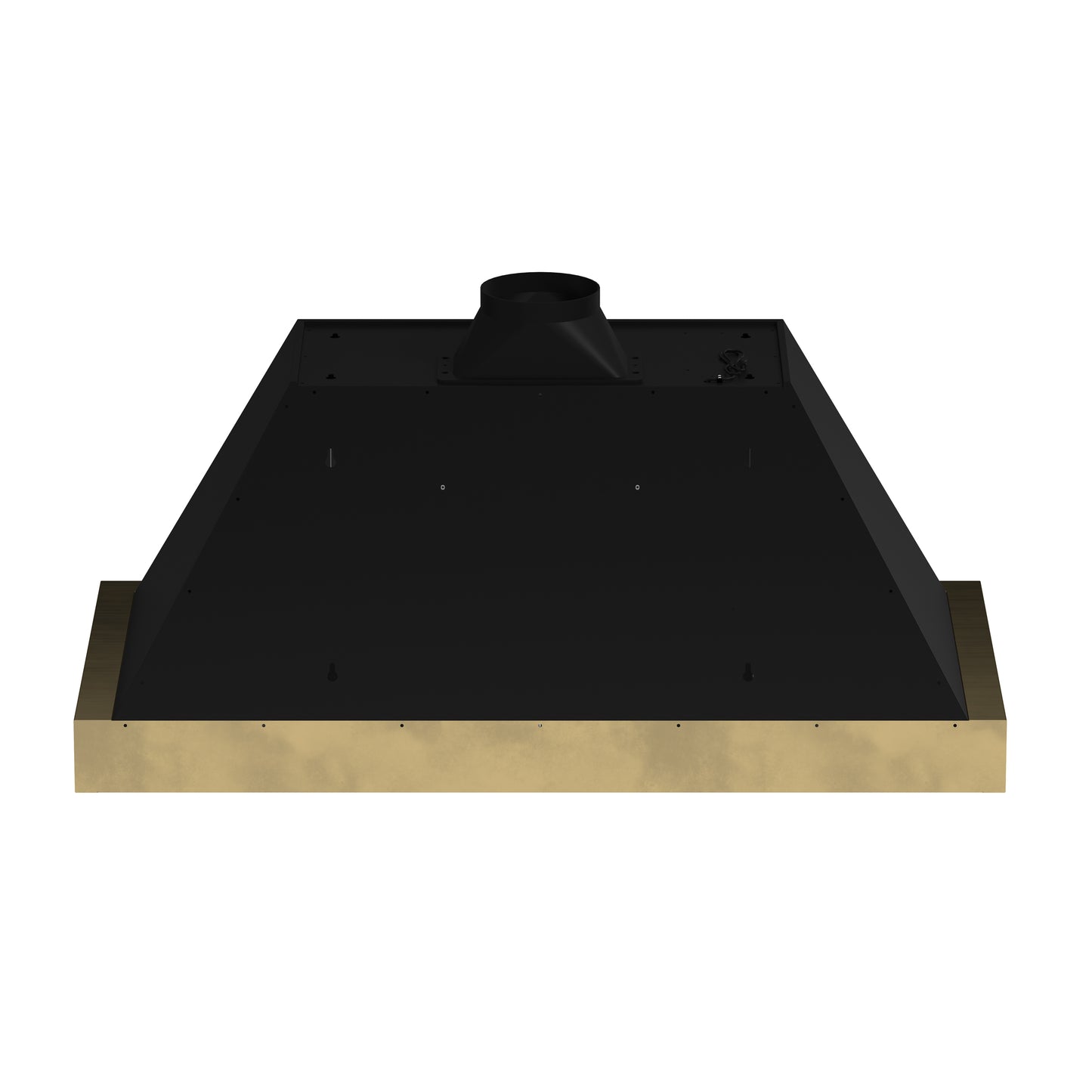 Forno Vittorio 48-Inch Wall Mount Range Hood, Black with Antique Brass Trim, 600 CFM Airflow, Dishwasher-Safe Baffle Filters, Remote Control, 3-Speed Fan, Bright LED Lighting.