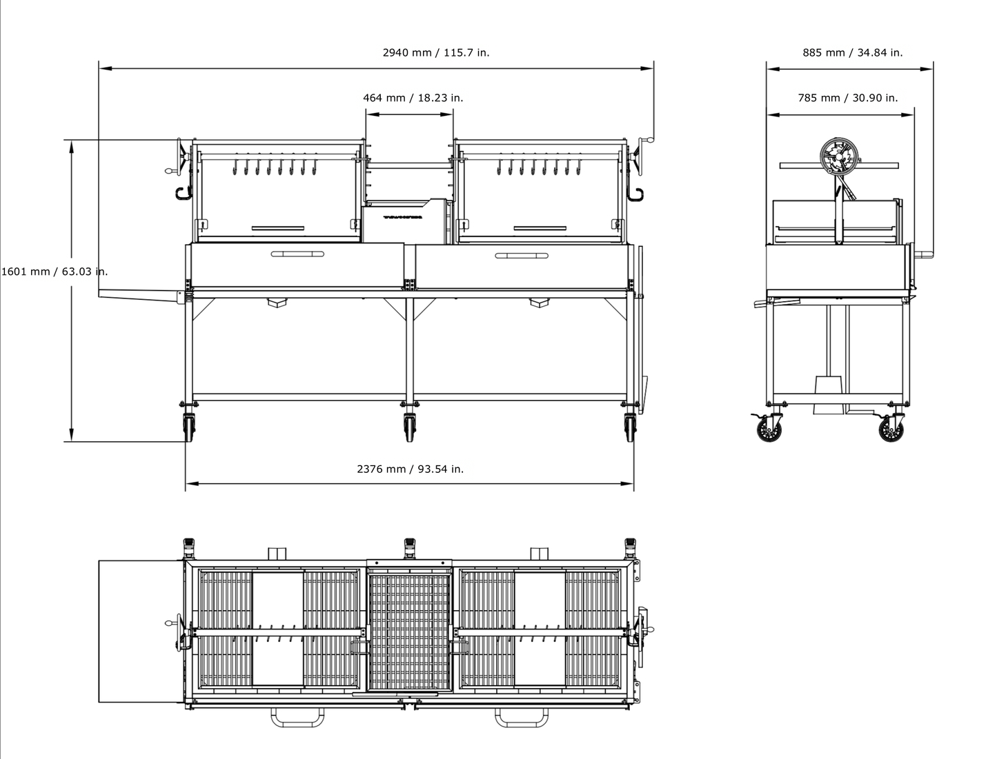 Tagwood BBQ Double Argentine Santa Maria Wood Fire & Charcoal Gaucho Grill | BBQ24SS OPEN FIRE COOKING - PRE-ORDER