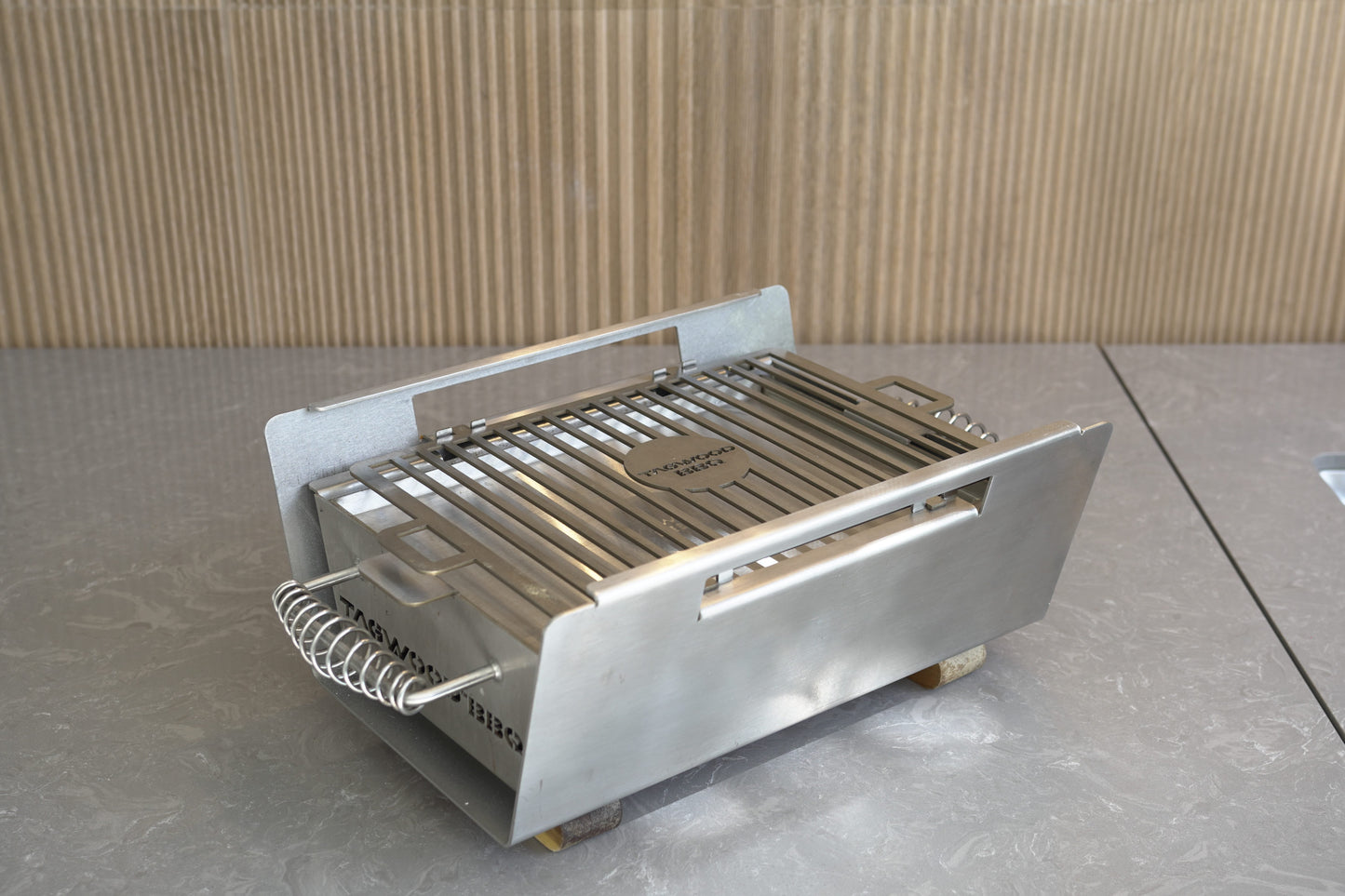 Tagwood BBQ Table Top Warming Brazier | Stainless steel and Acacia wood | BBQ07SS