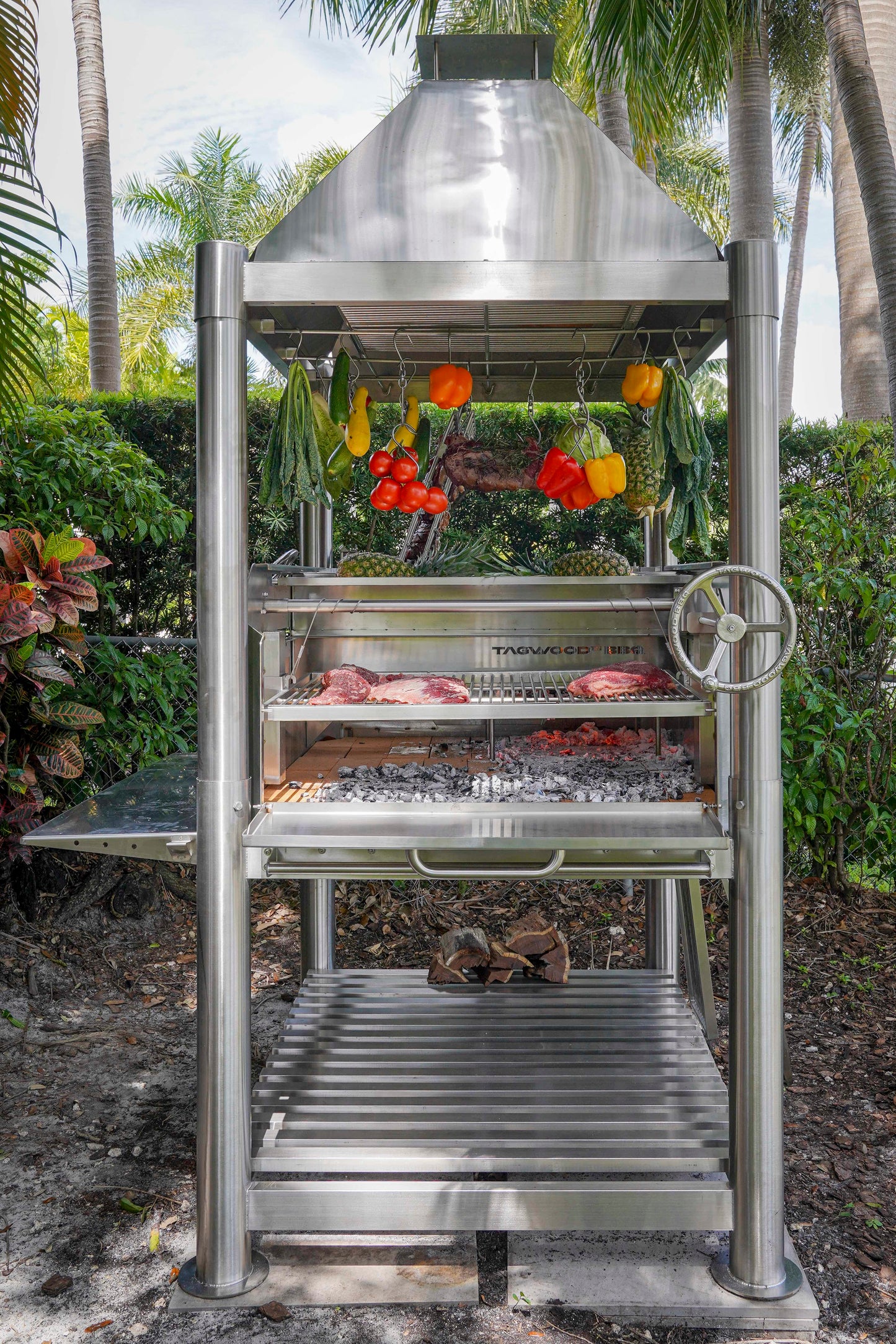 Tagwood BBQ Argentine Santa Maria Wood Fire & Charcoal Gaucho Grill all Stainless Steel | BBQ12SS