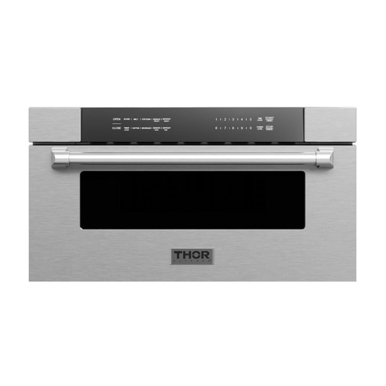 THOR Contemporary Package - 36" Gas Range, Range Hood, Refrigerator and Microwave, ARG36LP-HRH3607-TRF3601FD-TMD3002