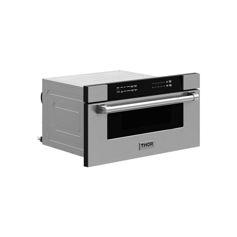THOR Contemporary Package - 36" Gas Range, Range Hood, Refrigerator and Microwave, ARG36LP-HRH3607-TRF3601FD-TMD3002
