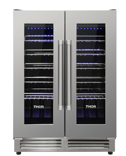 THOR Kitchen Package - 36" Induction Cooktop, Range Hood, Refrigerator with Water and Ice Dispenser, Dishwasher, Wine Cooler, TIH36-HRH3607-TRF3601FD-HDW2401SS-TWC2402