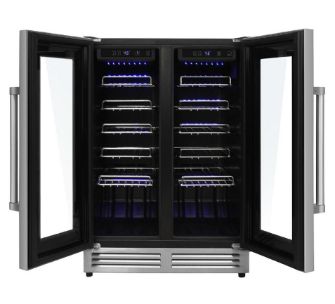 THOR Kitchen Package - 36" Induction Cooktop, Range Hood, Refrigerator with Water and Ice Dispenser, Dishwasher, Wine Cooler, TIH36-HRH3607-TRF3601FD-HDW2401SS-TWC2402