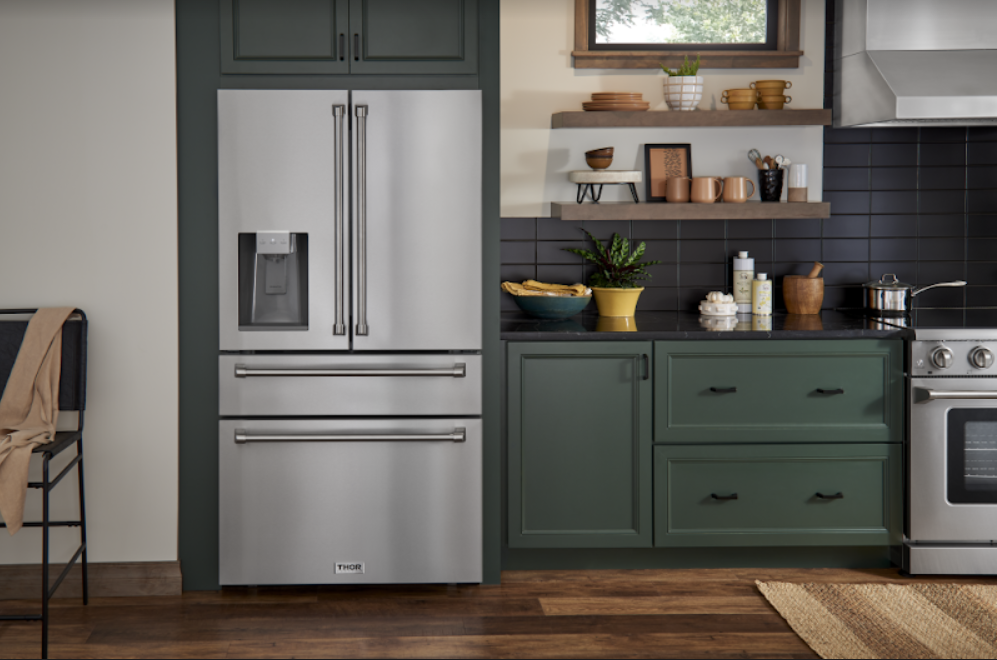 THOR Kitchen 36 In. Counter Depth Refrigerator in Stainless Steel with Water Dispenser, Ice Maker, TRF3601FD