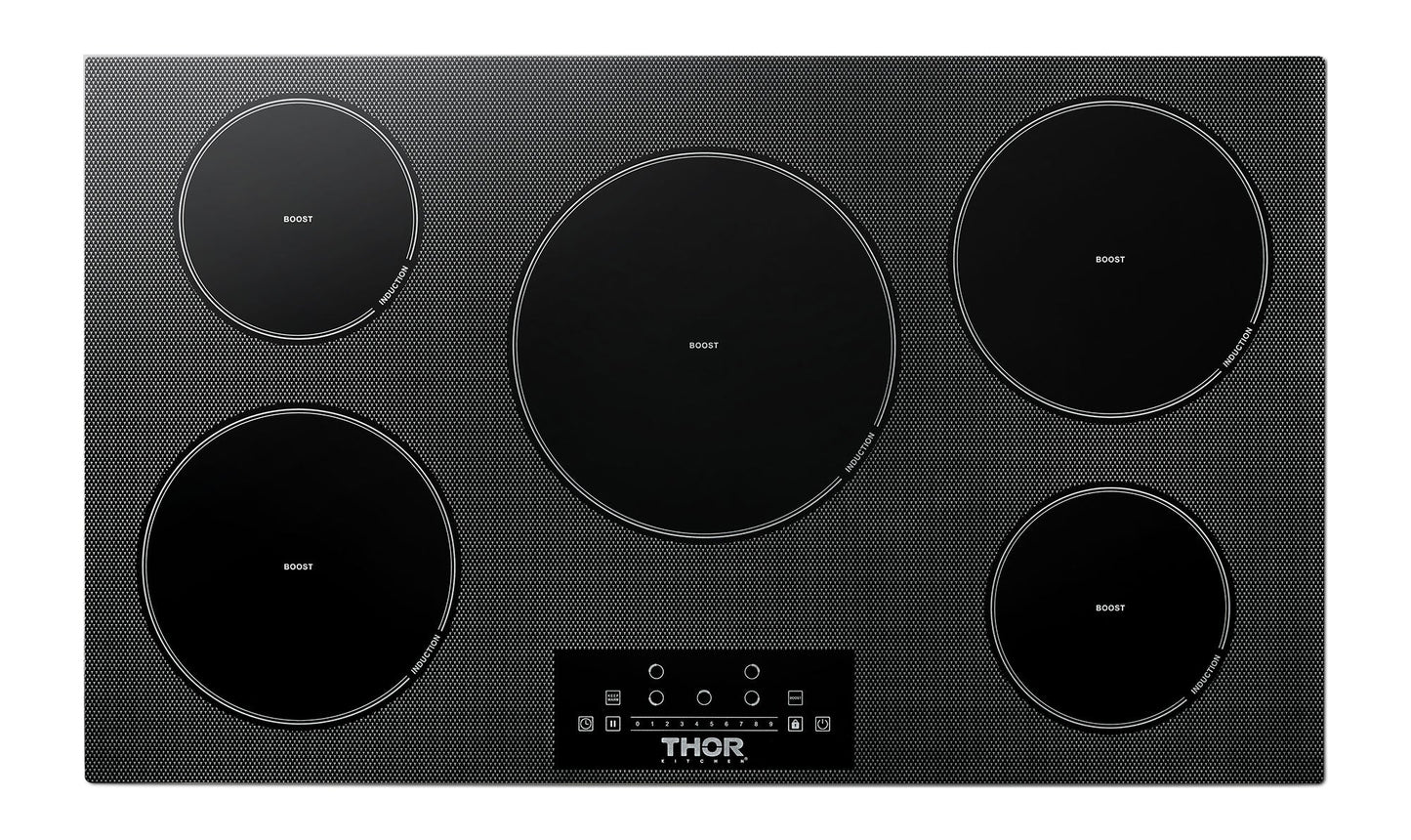 THOR Kitchen 36 Inch Built-In Induction Cooktop with 5 Elements, TIH36