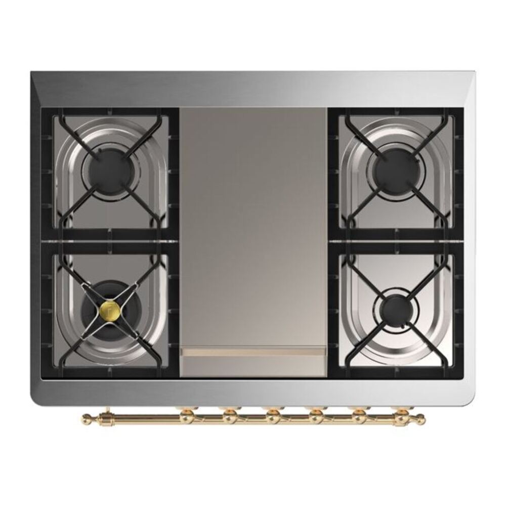 ILVE Majestic II 36" Antique White Dual Fuel Range with 6 Burners and Griddle Triple Glass Door Natural Gas