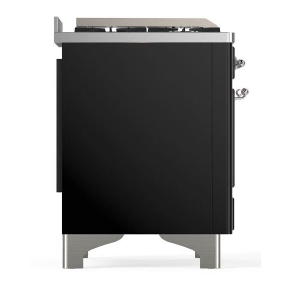 ILVE Majestic II 36 inch Triple Glass Door Natural Gas Dual Fuel Range Brass Glossy Black