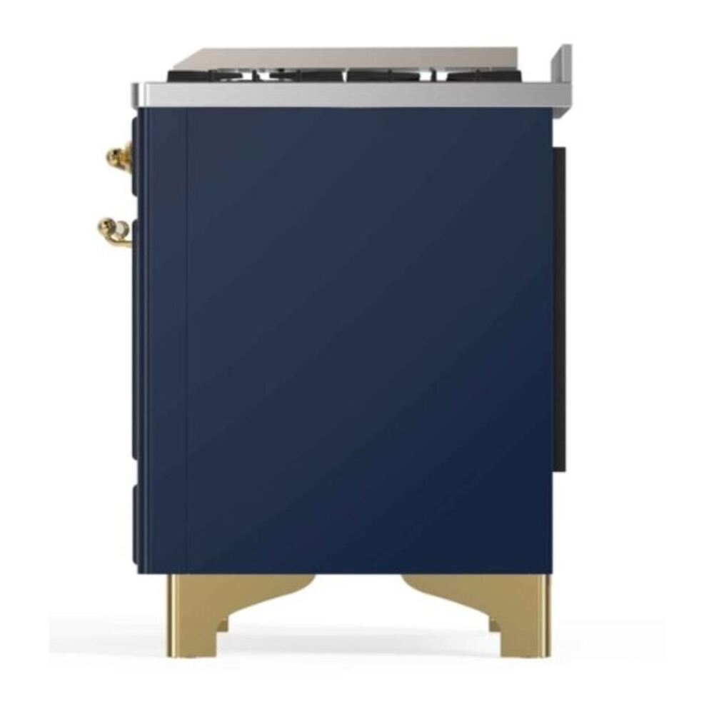 ILVE Majestic II 48 inch Triple Glass Door Natural Gas Dual Fuel Range Brass Midnight Blue