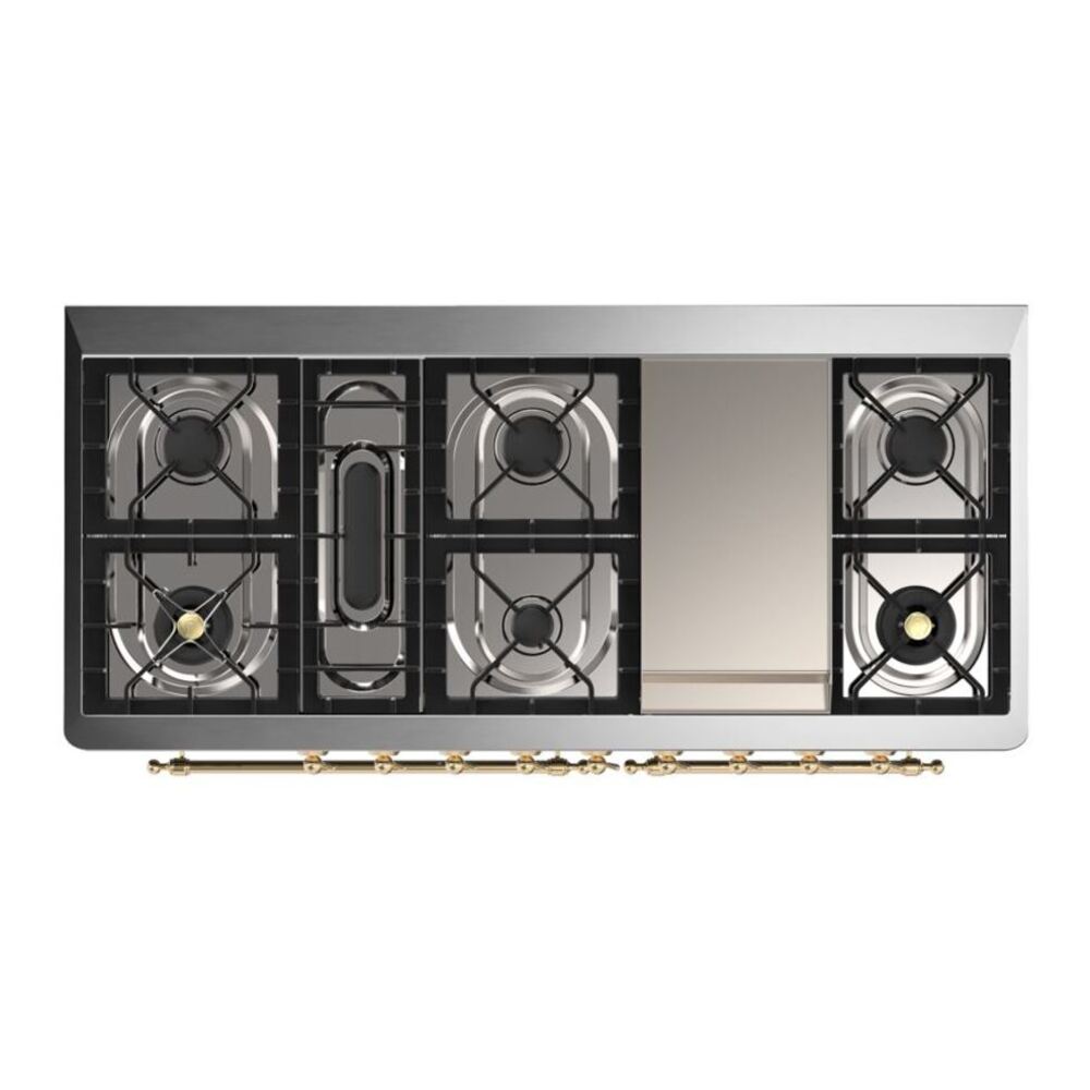 ILVE Majestic II 60 inch Triple Glass Door Natural Gas Dual Fuel Range Brass Graphite Matte