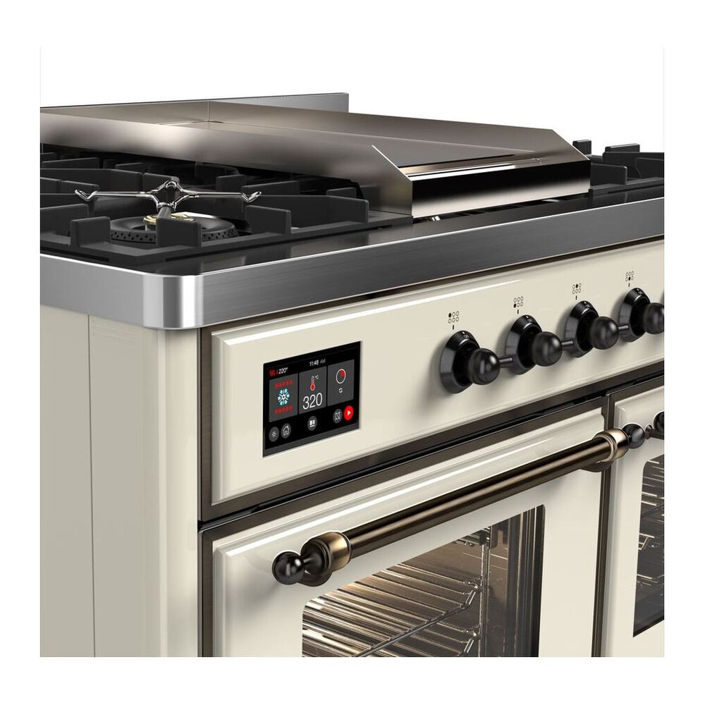 ILVE Majestic II 40 inch Triple Glass Door Natural Gas Dual Fuel Range Burnished Antique White
