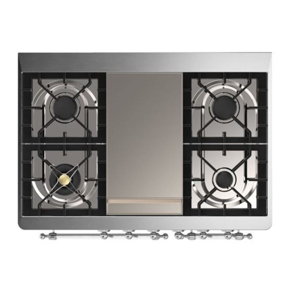 ILVE Majestic II 40 inch Triple Glass Door Natural Gas Dual Fuel Range Chrome Antique White