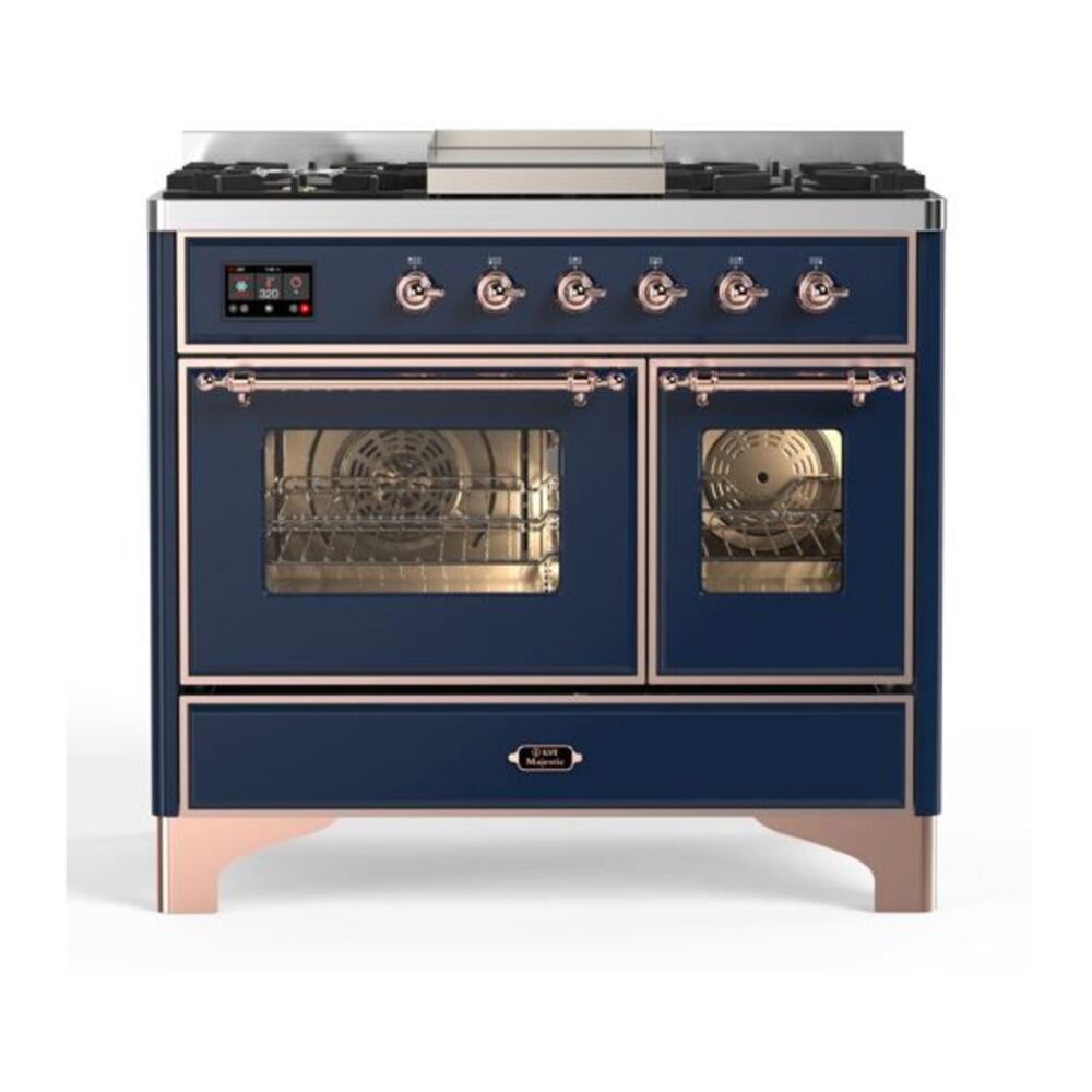ILVE Majestic II 40" Midnight Blue Dual Fuel Range with 6 Burners and Griddle Triple Glass Door Natural Gas