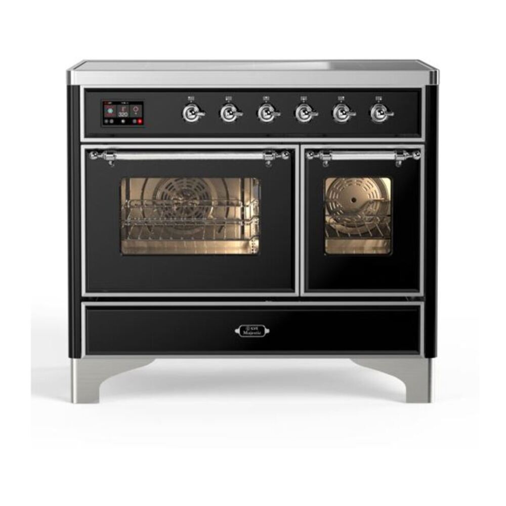 ILVE Majestic II 40" Glossy Black Induction Range with 6 Elements Triple Glass Door