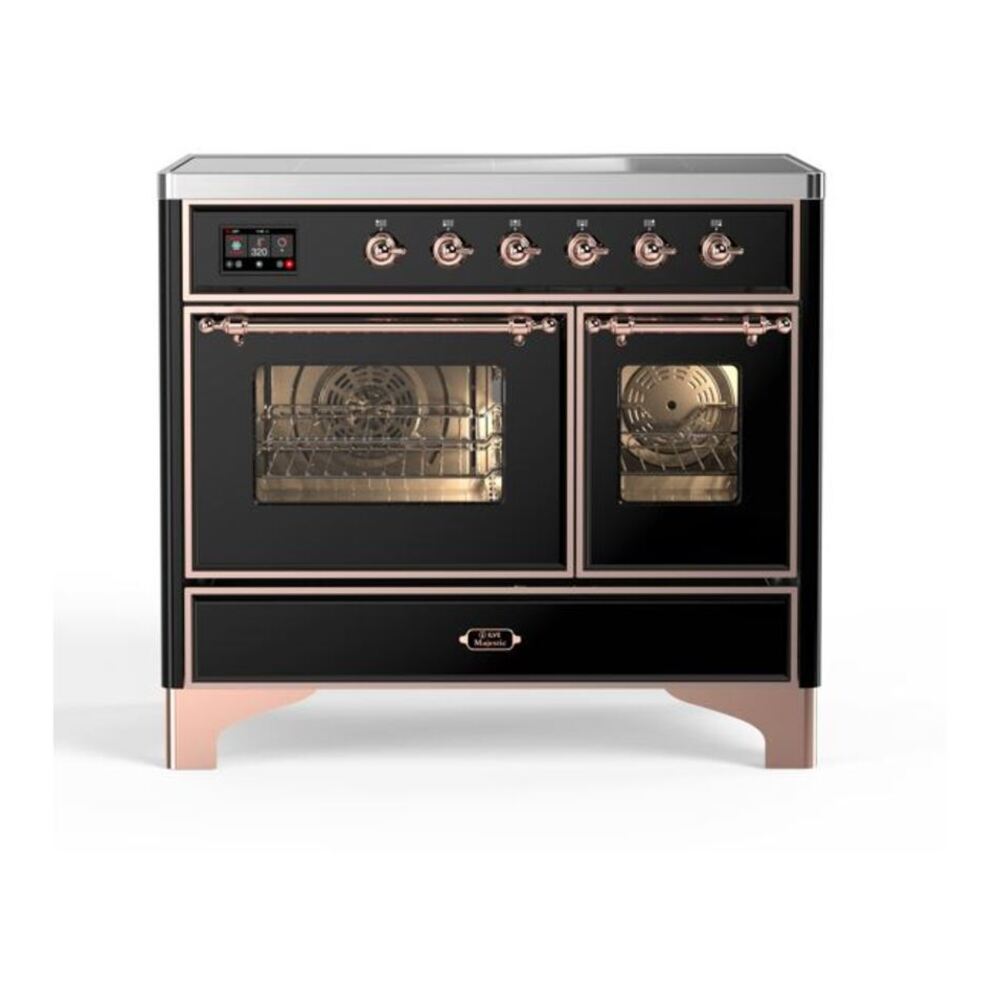 ILVE Majestic II 40" Glossy Black Induction Range with 6 Elements Triple Glass Door