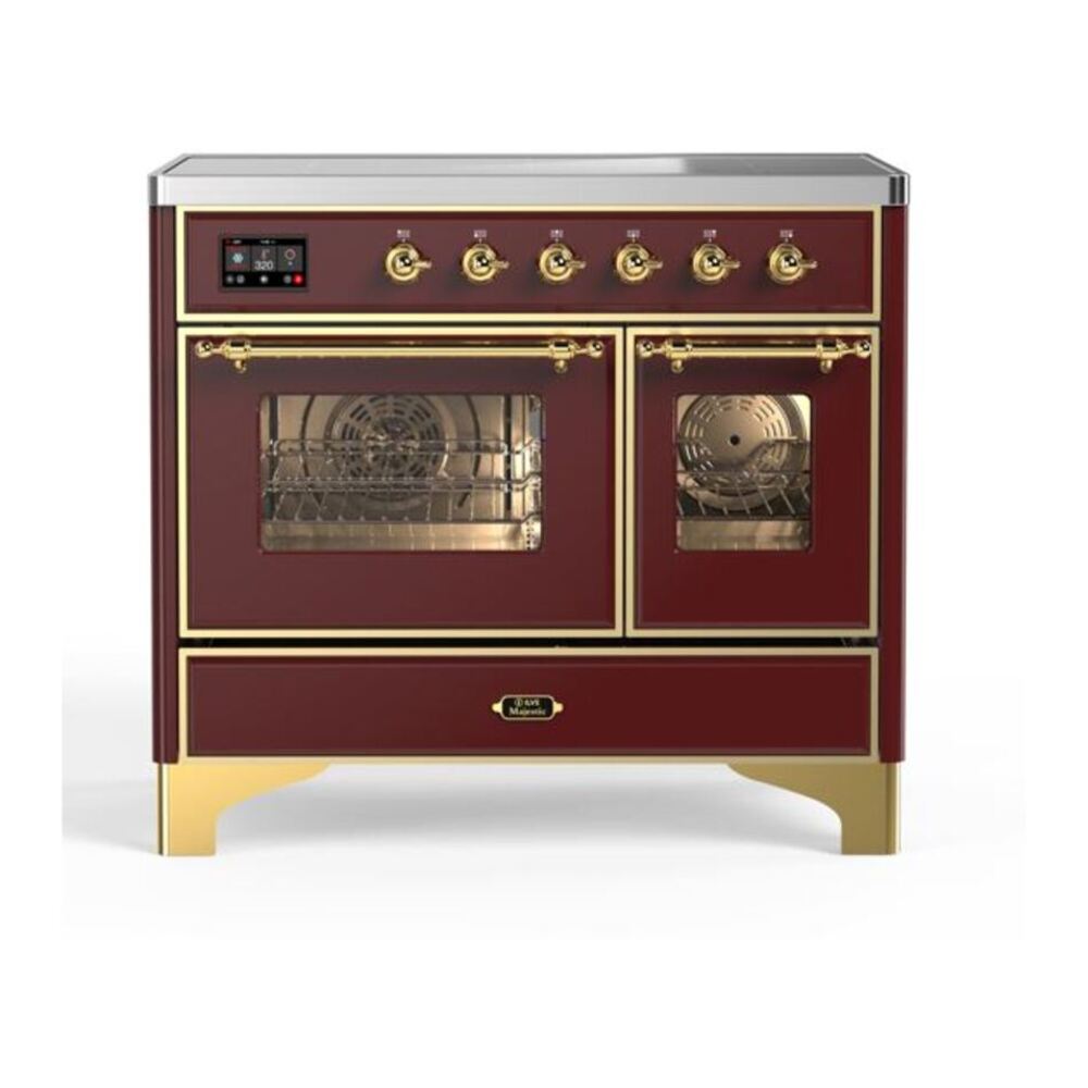 ILVE Majestic II 40" Burgundy Induction Range with 6 Elements Triple Glass Door