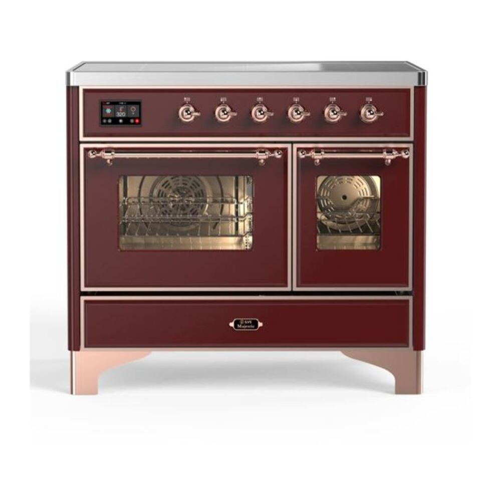 ILVE Majestic II 40" Burgundy Induction Range with 6 Elements Triple Glass Door