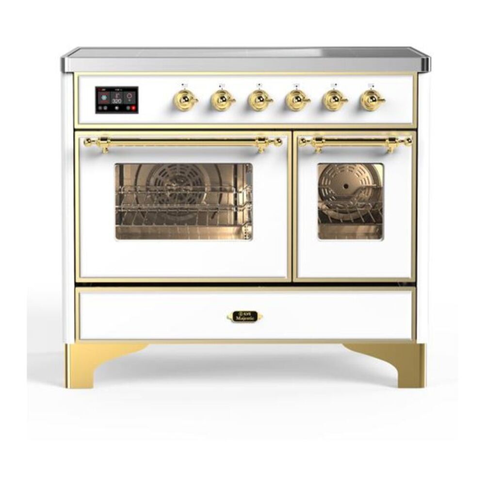 ILVE Majestic II 40" White Induction Range with 6 Elements Triple Glass Door