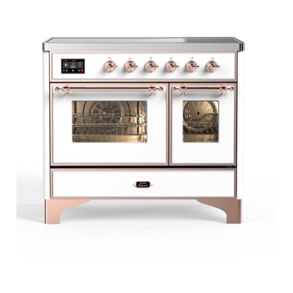 ILVE Majestic II 40" White Induction Range with 6 Elements Triple Glass Door
