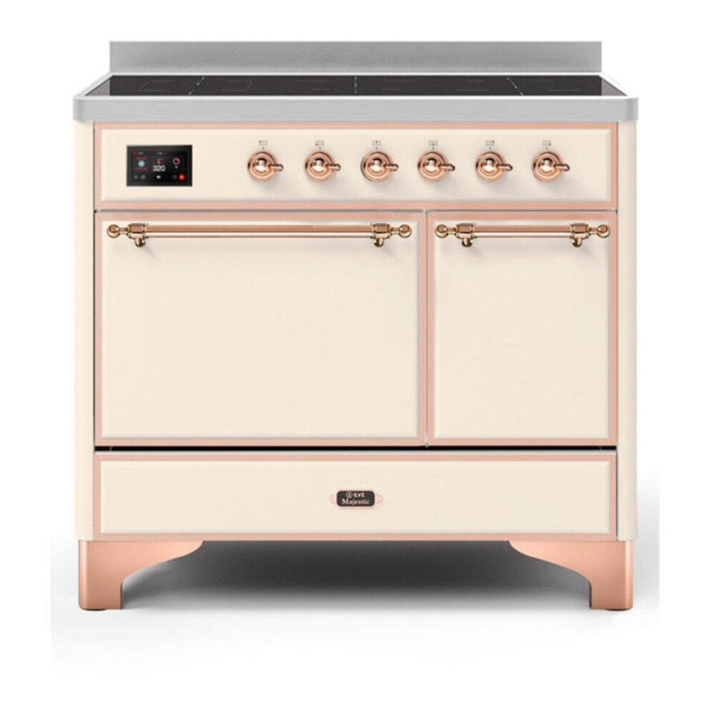 ILVE Majestic II 40" Antique White Induction Range with 6 Elements Solid Door