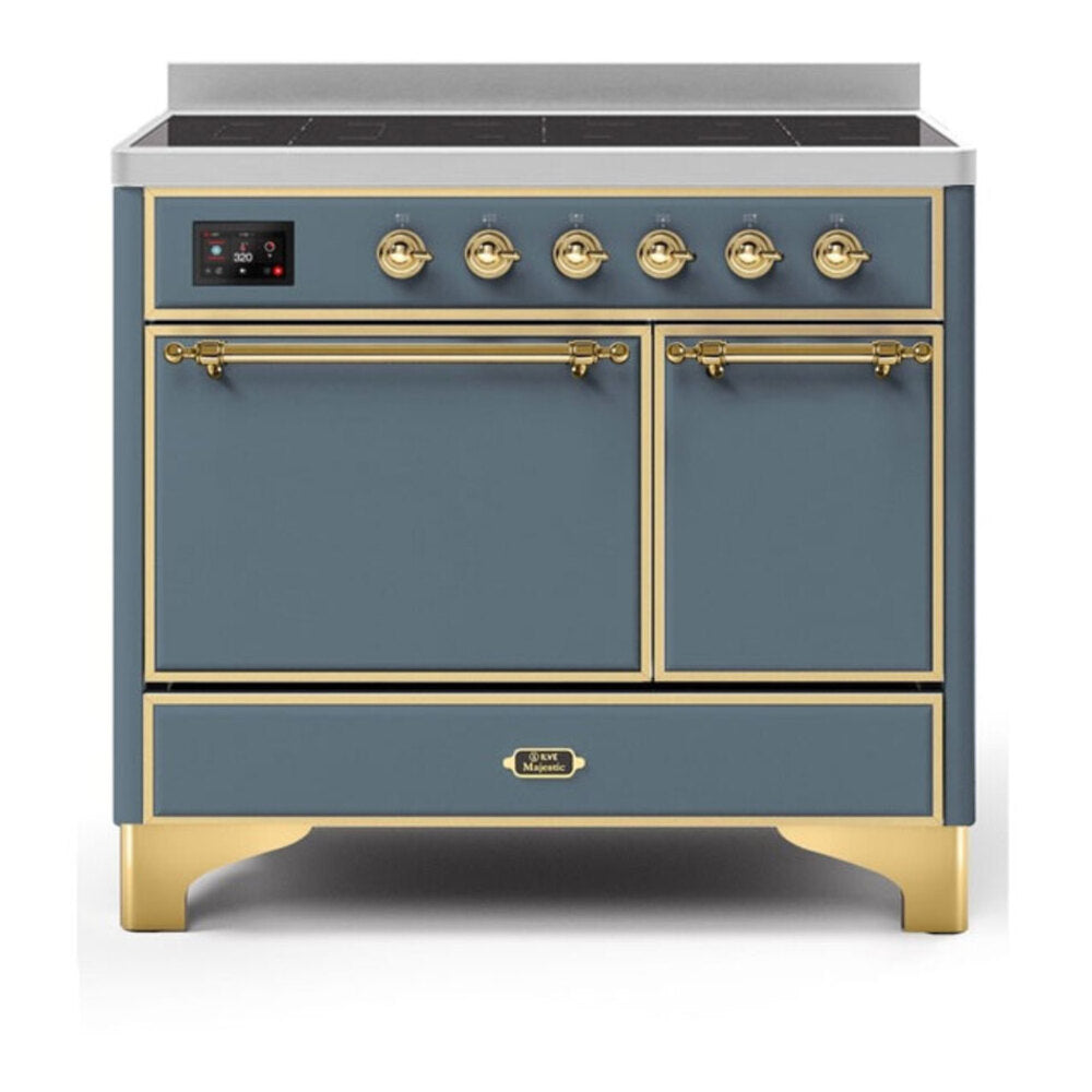 ILVE Majestic II 40" Blue Grey Induction Range with 6 Elements Solid Door