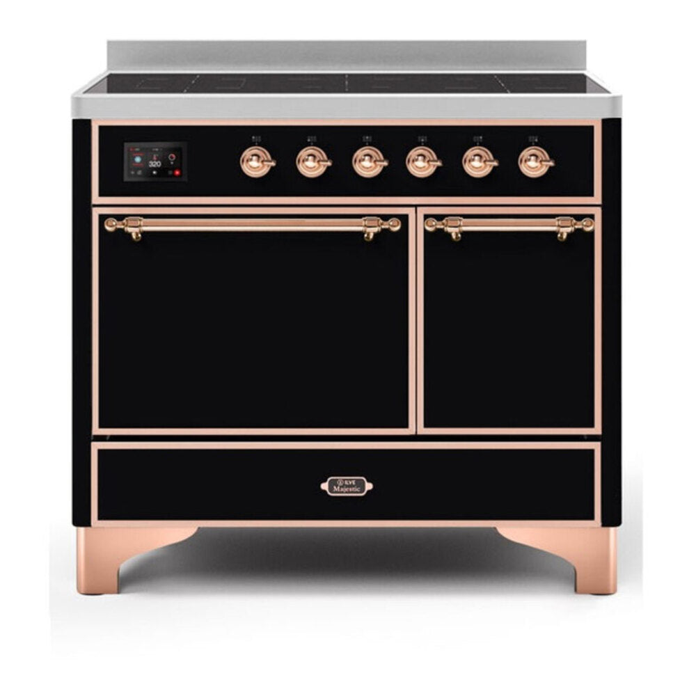 ILVE Majestic II 40" Glossy Black Induction Range with 6 Elements Solid Door
