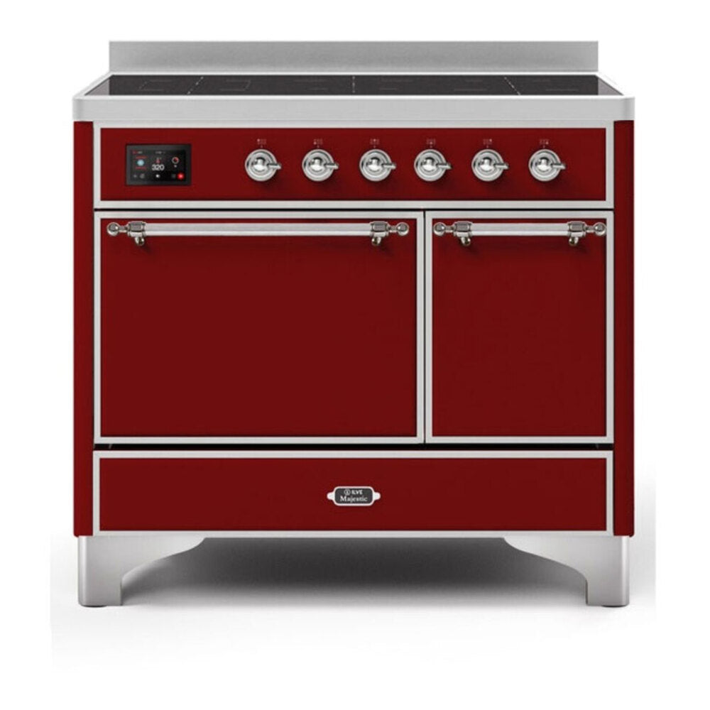 ILVE Majestic II 40" Burgundy Induction Range with 6 Elements Solid Door