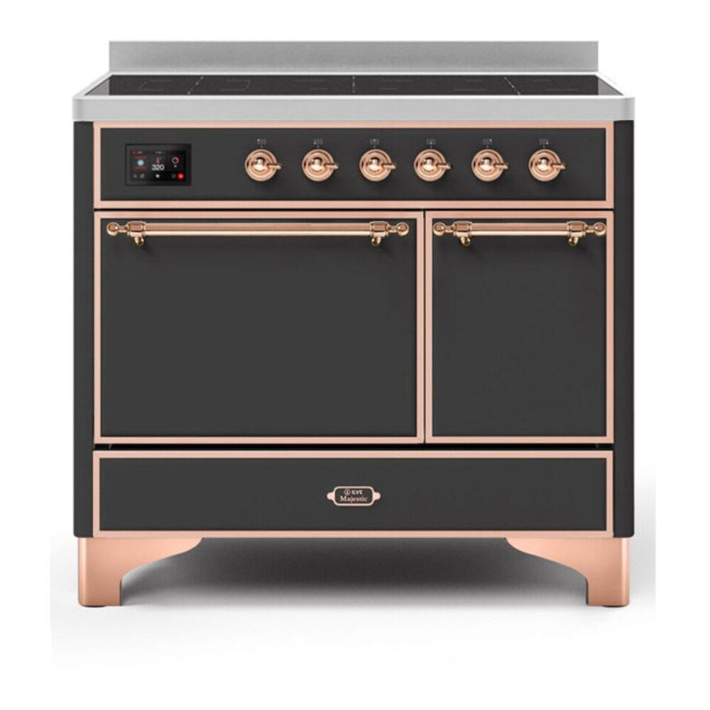 ILVE Majestic II 40" Graphite Matte Induction Range with 6 Elements Solid Door