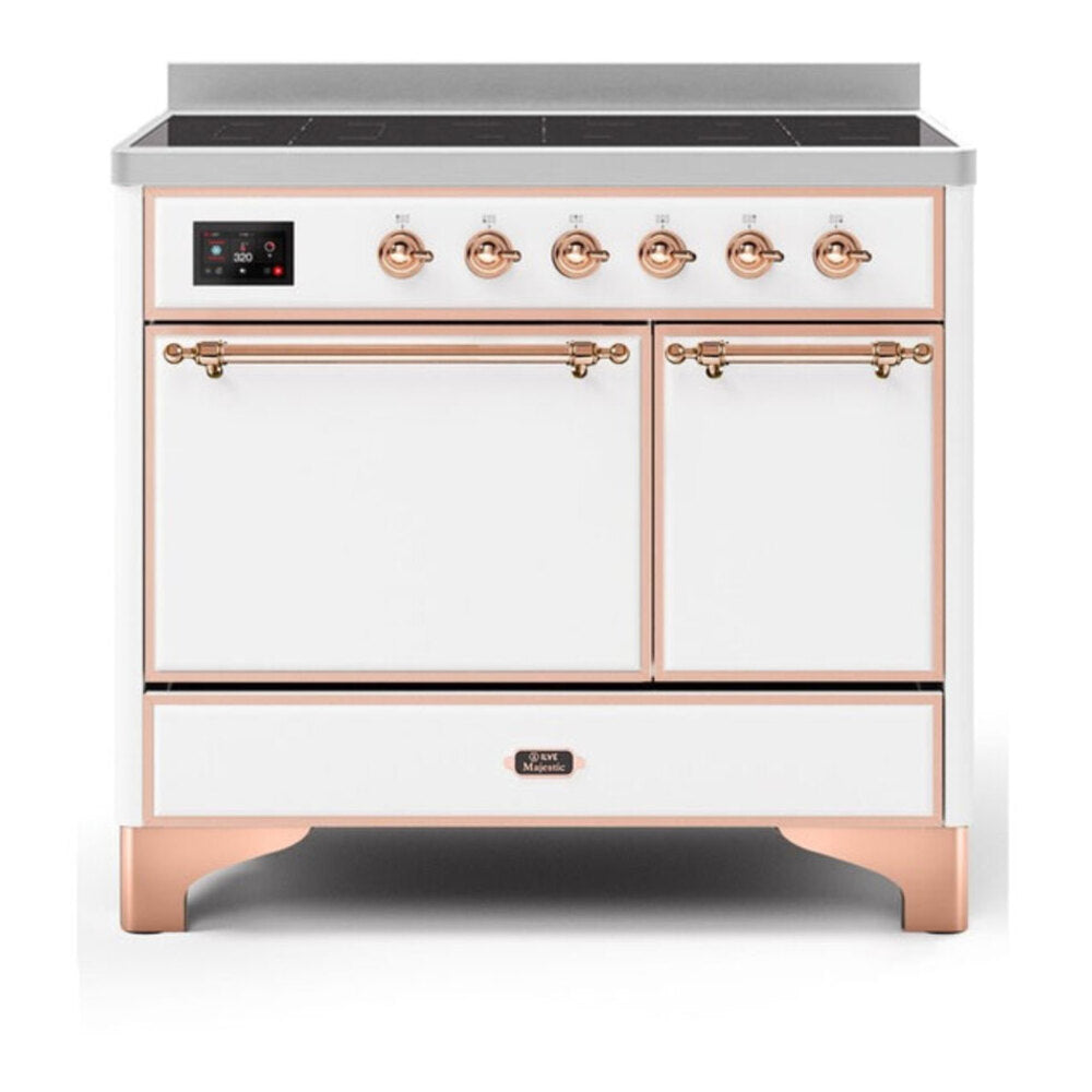 ILVE Majestic II 40" White Induction Range with 6 Elements Solid Door