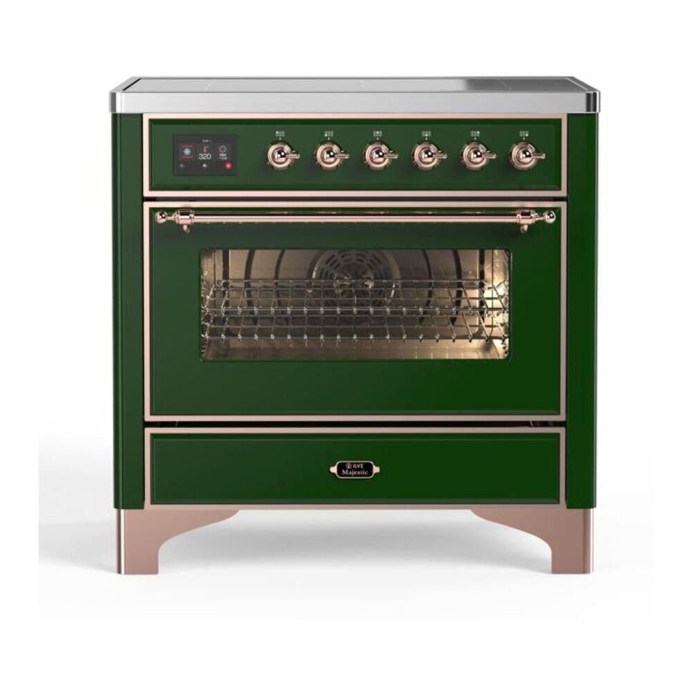 ILVE Majestic II 36" Emerald Green Induction Range with 5 Elements Triple Glass Door