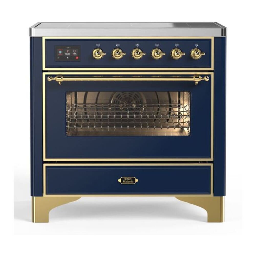 ILVE Majestic II 36" Midnight Blue Induction Range with 5 Elements Triple Glass Door