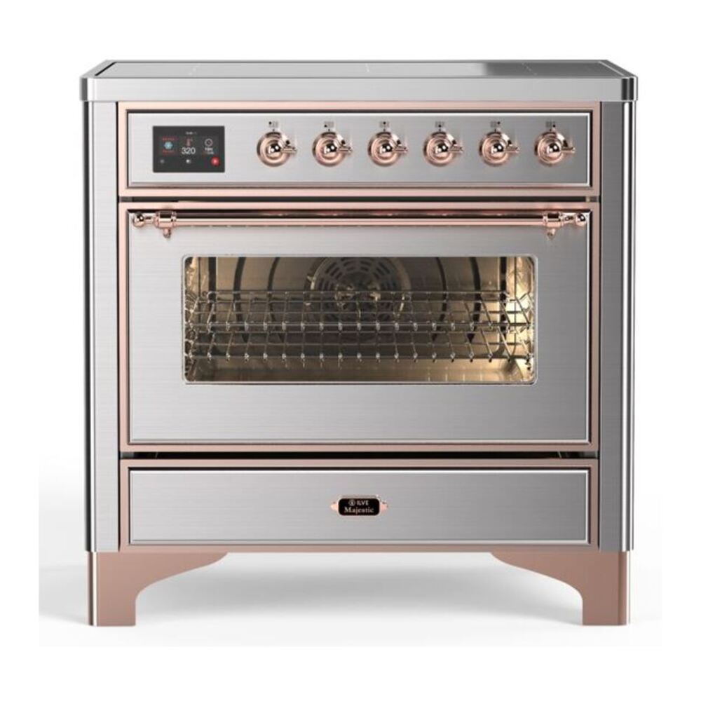 ILVE Majestic II 36" Stainless Steel Induction Range with 5 Elements Triple Glass Door