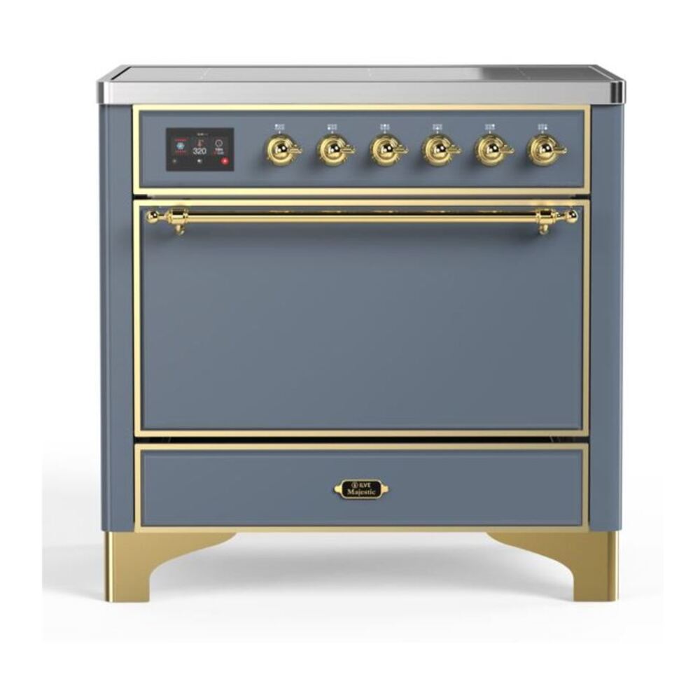 ILVE Majestic II 36" Blue Grey Induction Range with 5 Elements Solid Door